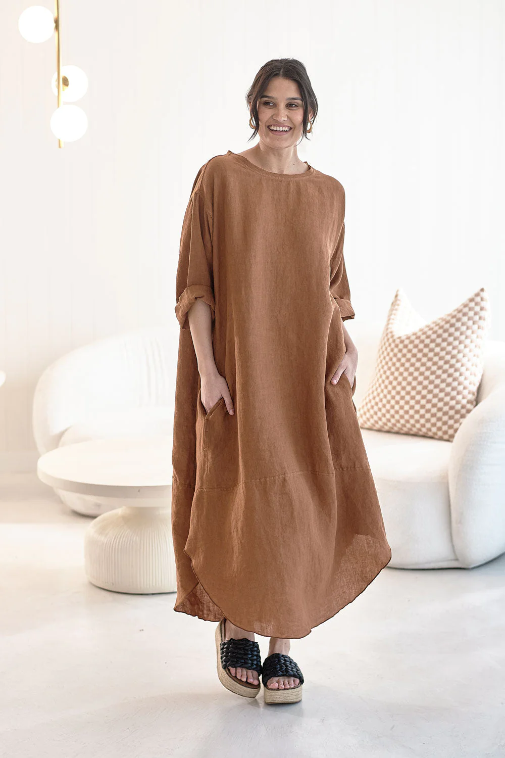 knee length dresses for ladies Grace & Co Pastel Orange Dress 10 main image 0