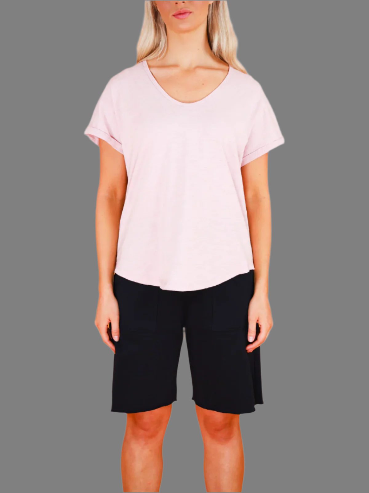 Milan Cuff Sleeve Tee - Blush Marle