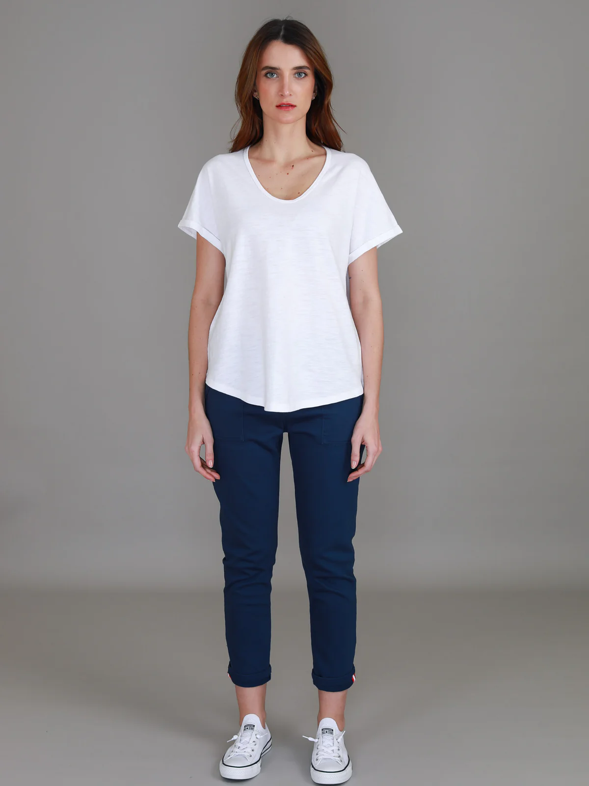 Milan Cuff Sleeve Tee - White