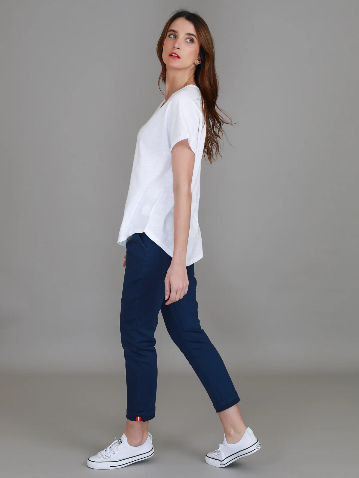 Milan Cuff Sleeve Tee - White