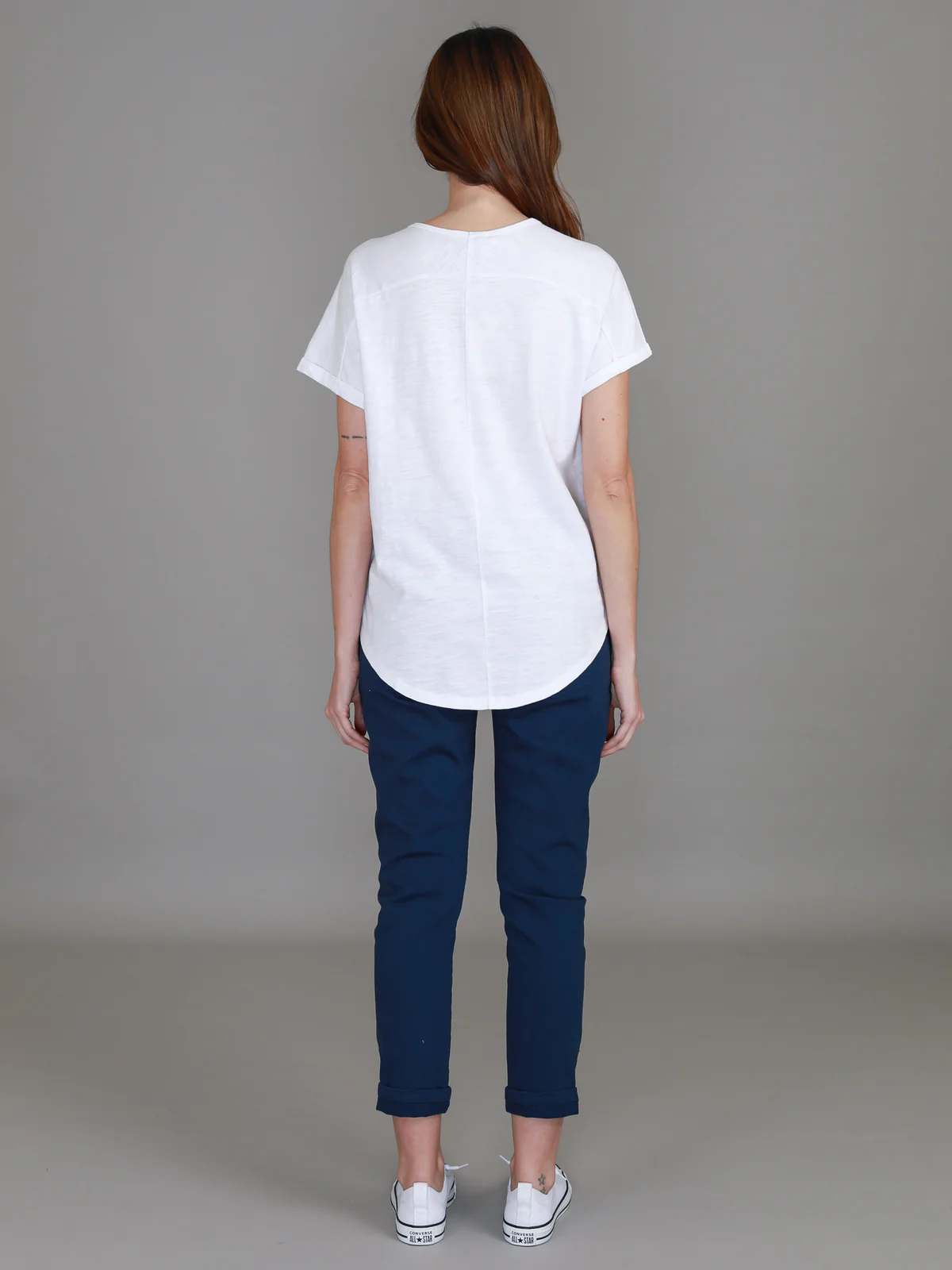 Milan Cuff Sleeve Tee - White