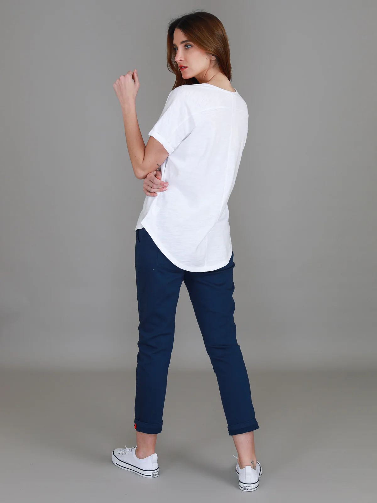 Milan Cuff Sleeve Tee - White