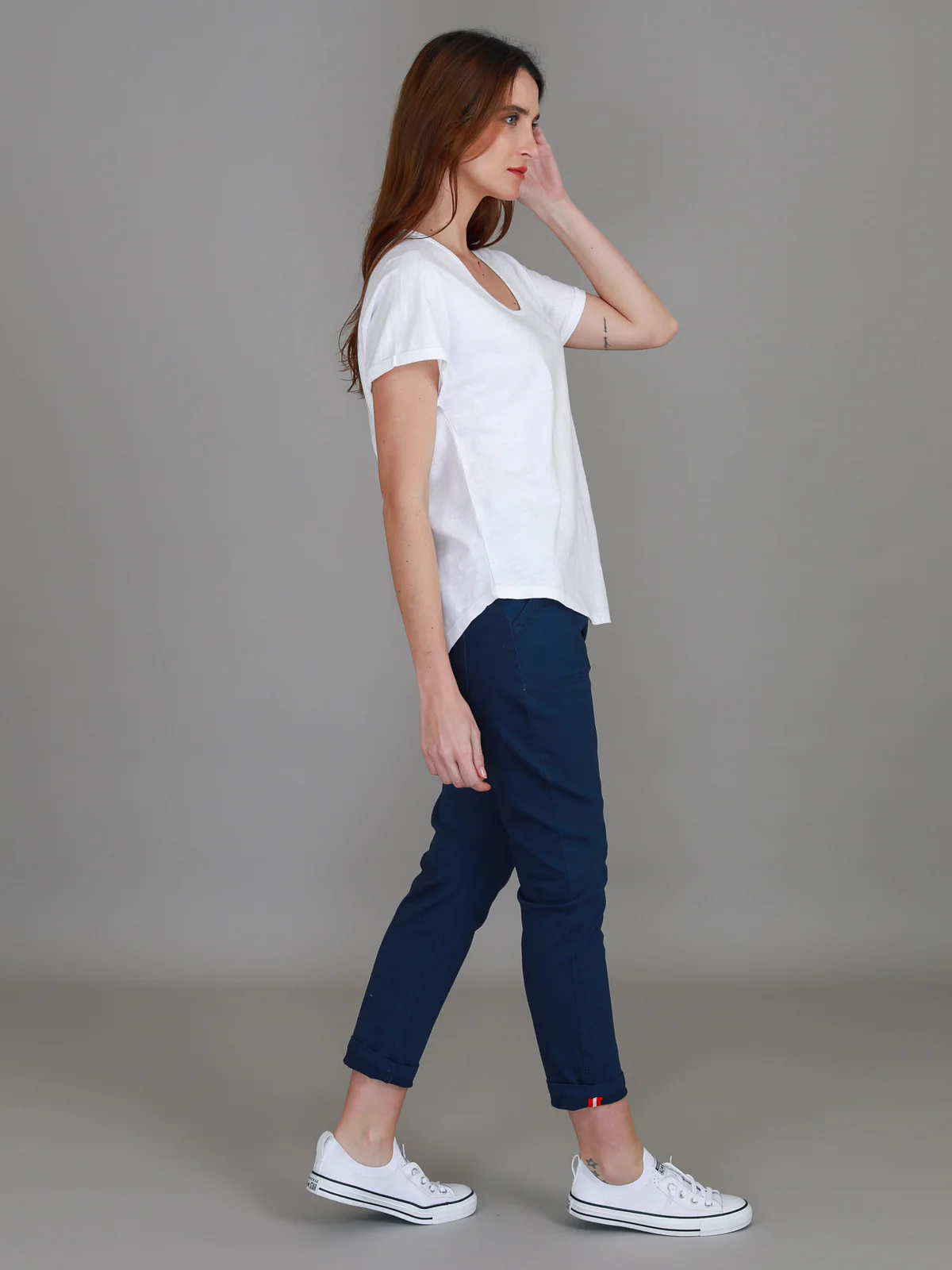 Milan Cuff Sleeve Tee - White