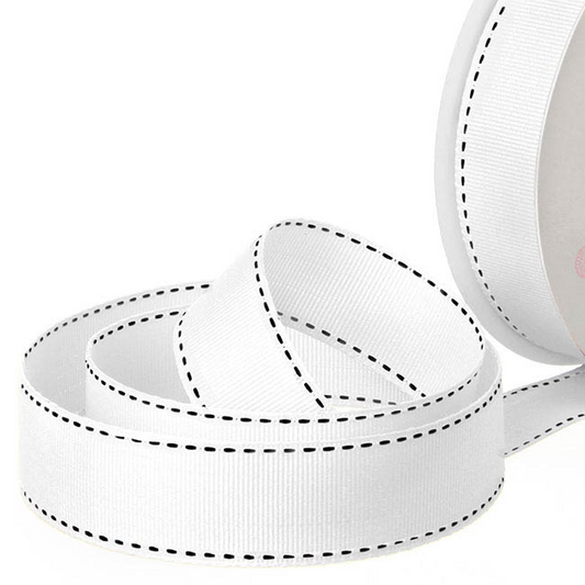Grosgrain Saddle Stitch Ribbon - White