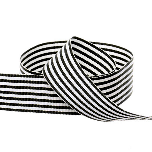 Grosgrain Fine Stripes Ribbon - Black