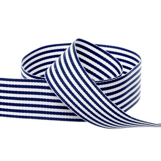 Grosgrain Fine Stripes Ribbon - Navy