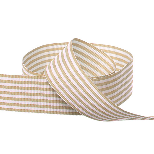 Grosgrain Fine Stripes Ribbon - Natural