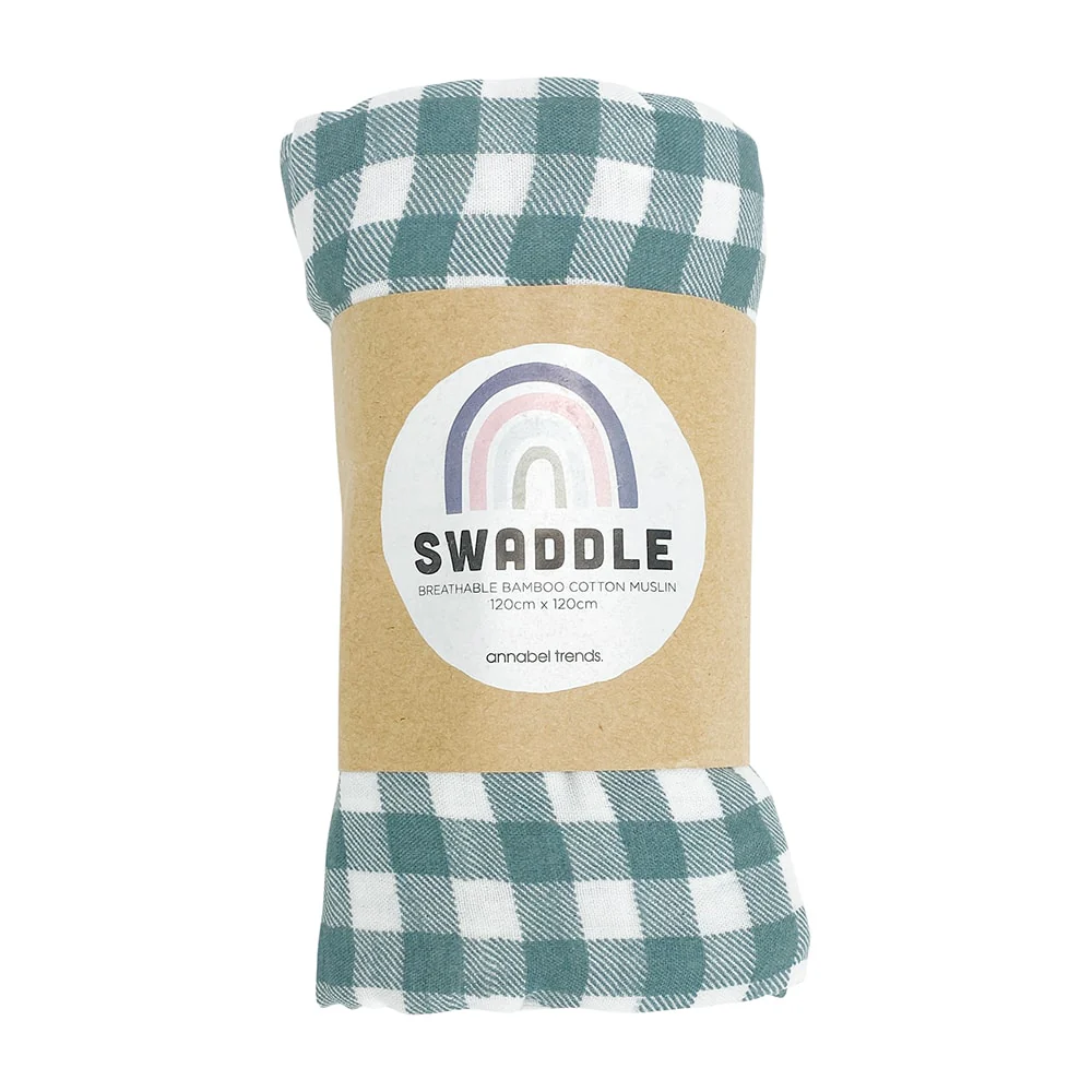 Muslin Gingham Swaddle - Olive