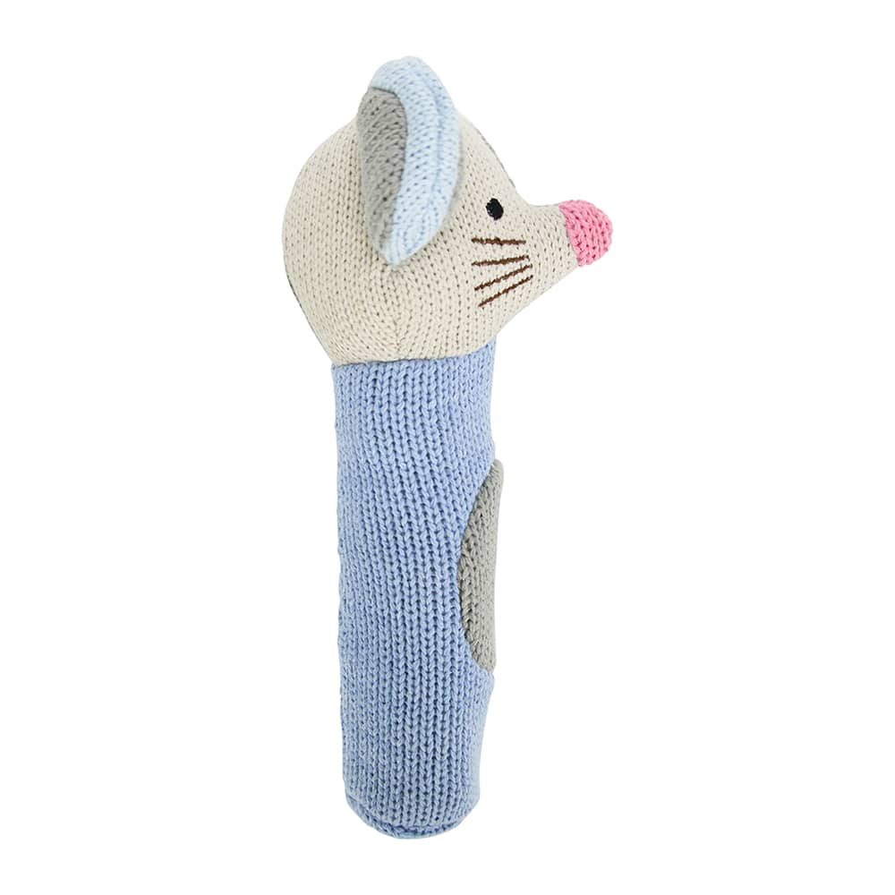 Hand Knit Rattle - Mouse