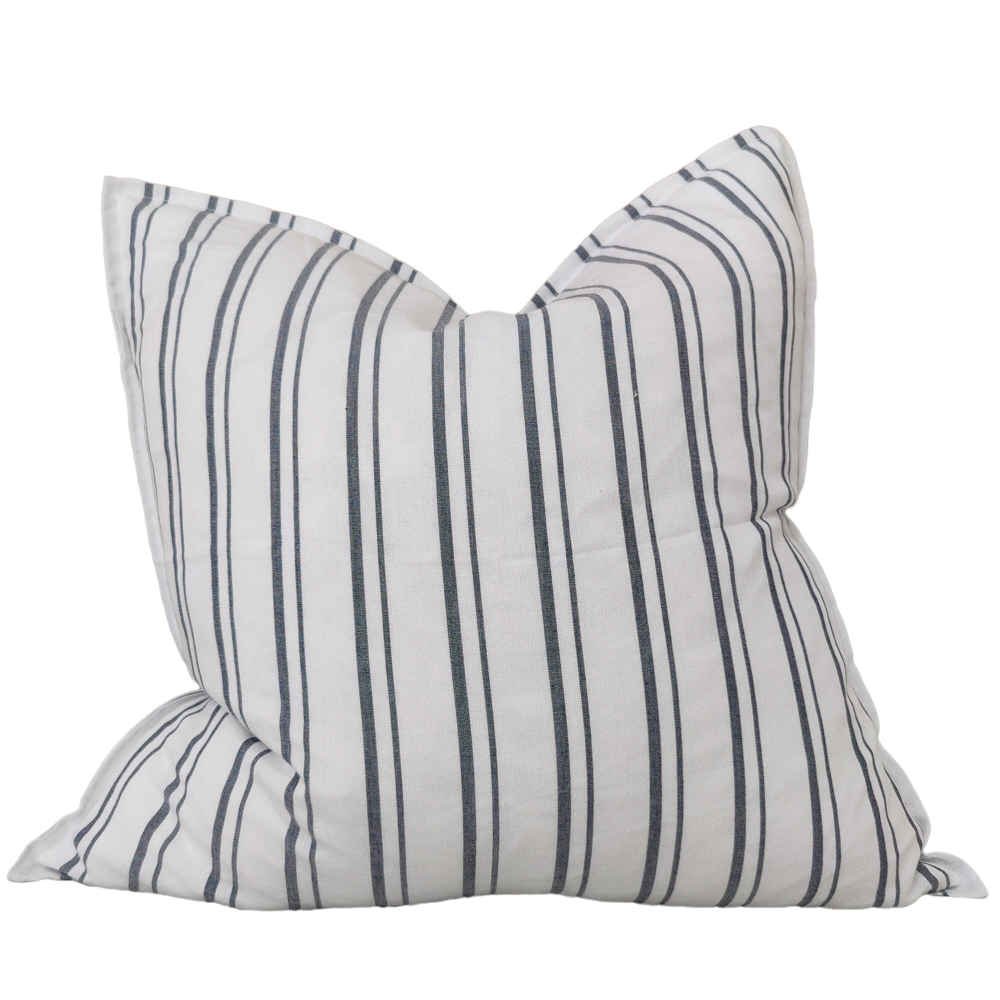 Granville Linen Cotton Cushion - Classic Blue Striped