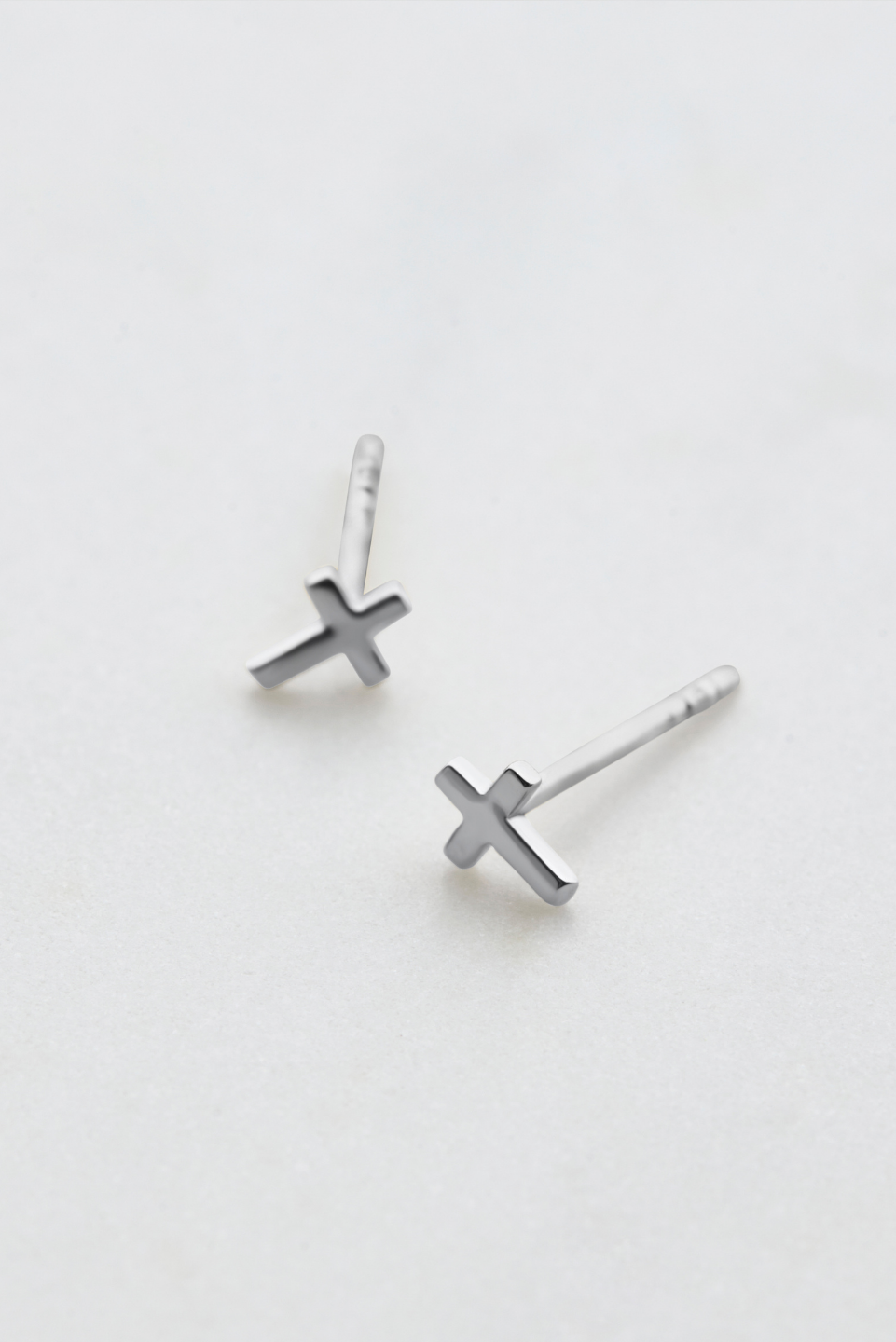 Cross Stud Earring - Silver