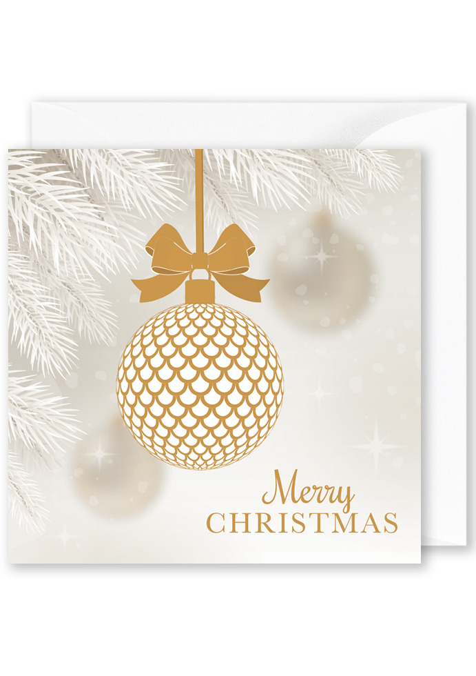 Christmas Card - Gold Bauble