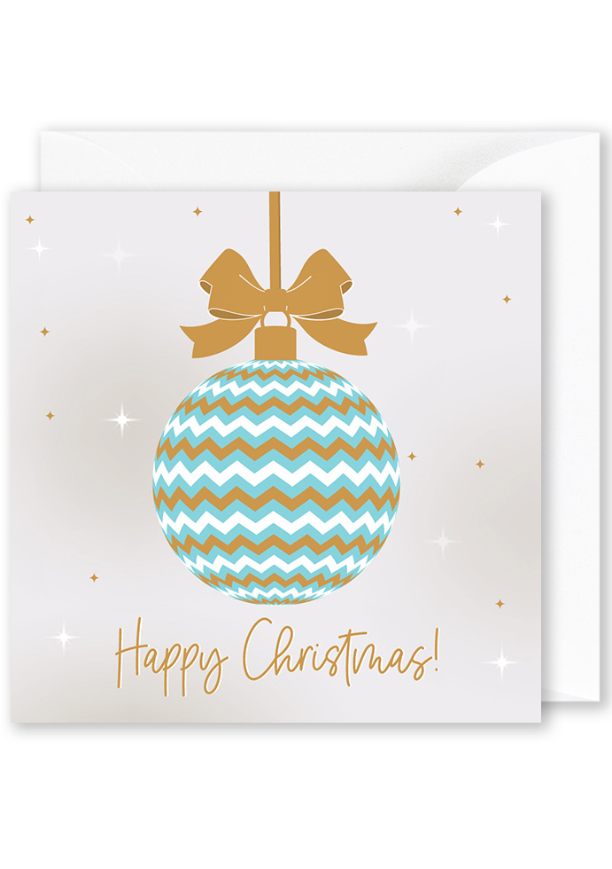 Christmas Card - Teal/Gold Bauble