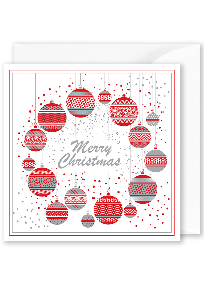 Christmas Card - Red Baubles