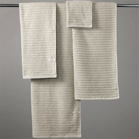 Alessia Cotton Bamboo Rib Bath Towel - Latte