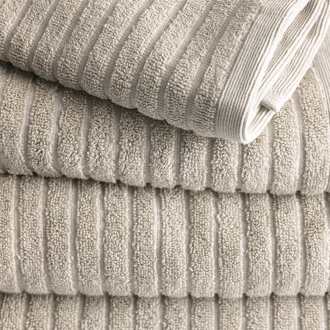 Alessia Cotton Bamboo Rib Hand Towel - Latte