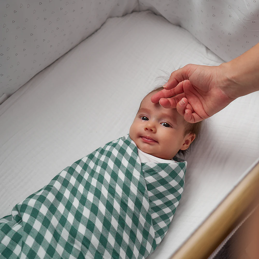 Muslin Gingham Swaddle - Olive