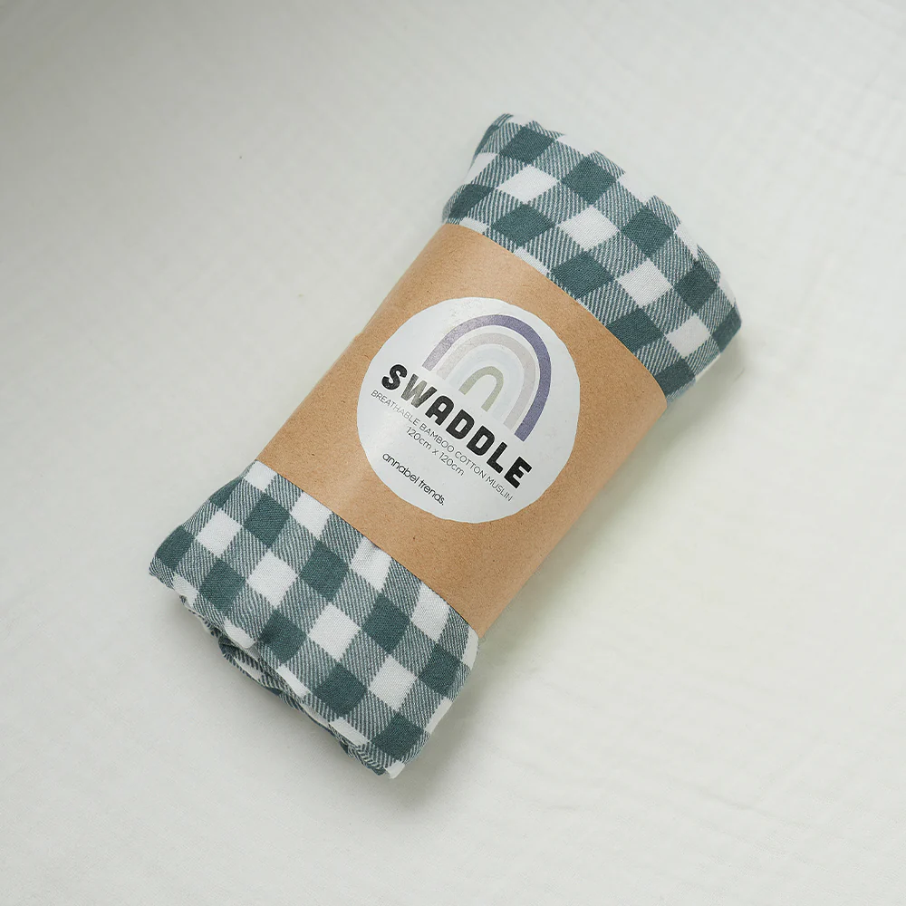 Muslin Gingham Swaddle - Olive