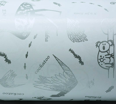 Aust Animals Gift Wrap - Silver on White