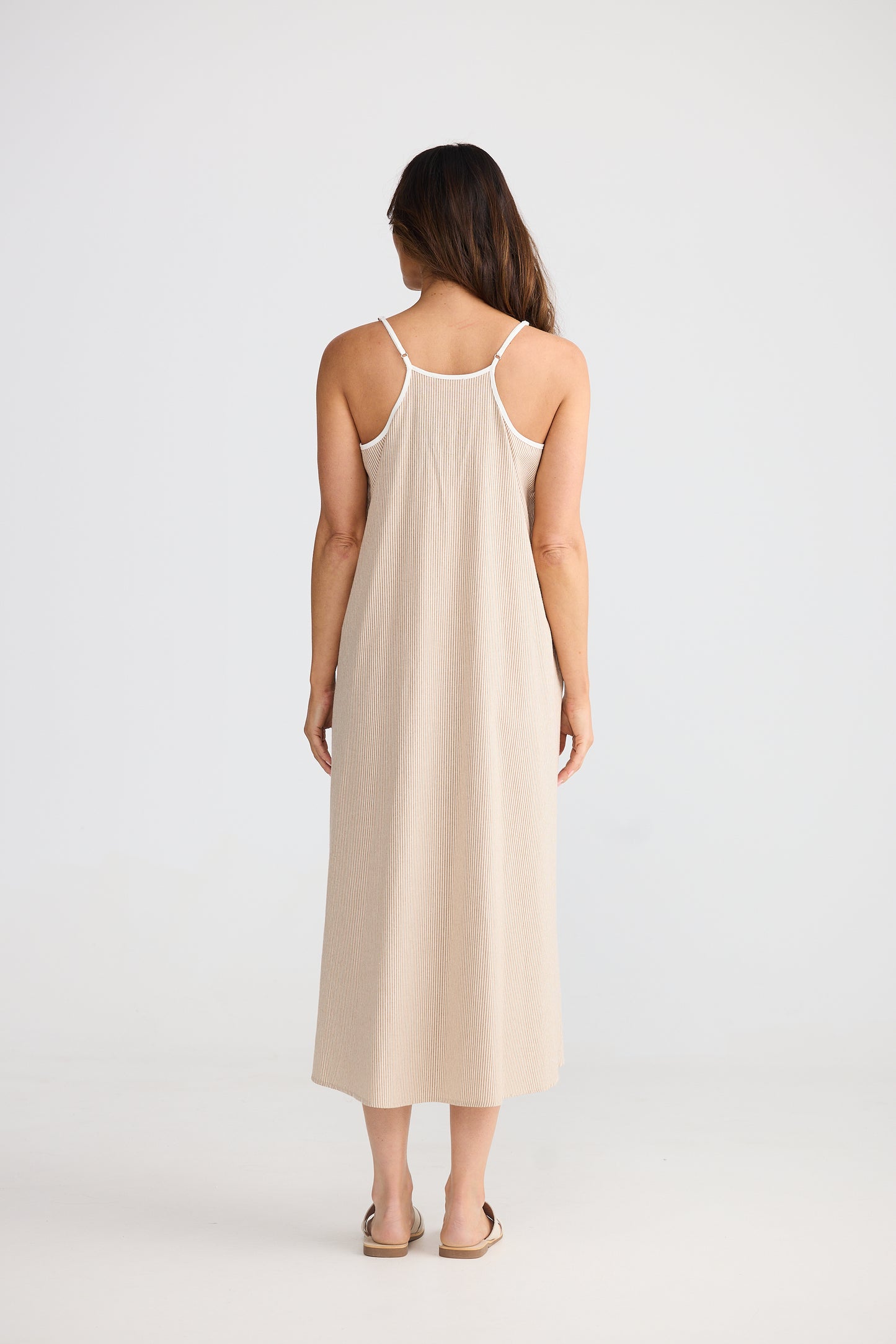 Genesis Dress - Latte Pinstripe