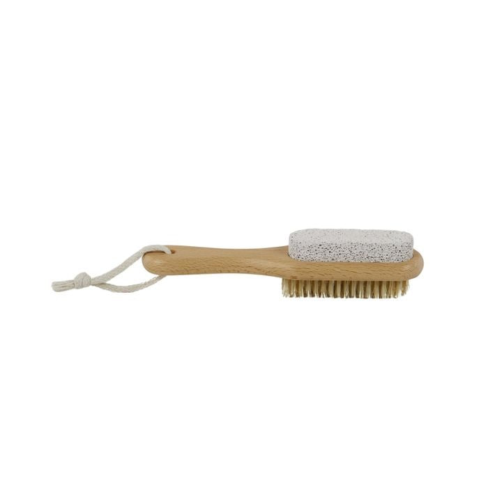 Bathe Wood Body Nail Brush With Handle - Natural