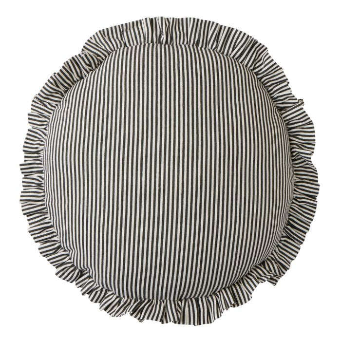 Bonny Round Cotton Cushion - Black/Ivory