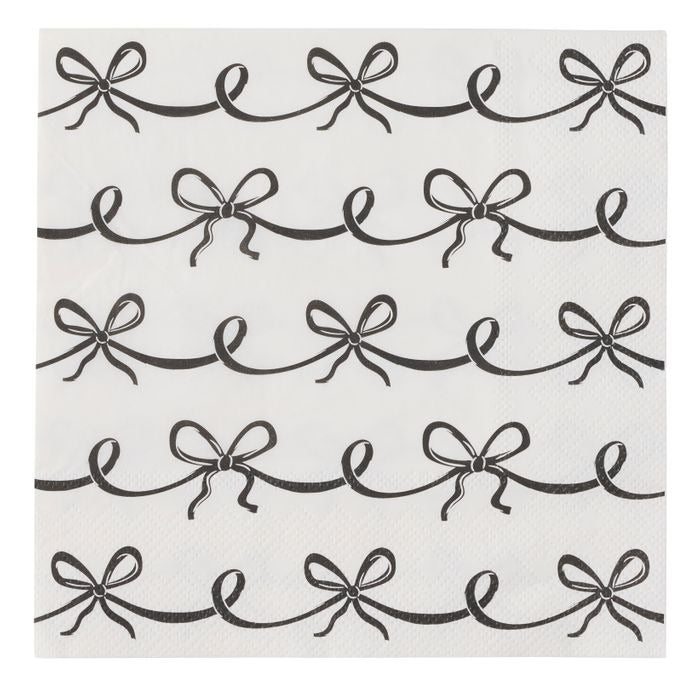 Bows Napkin Set (20 Pack) - Black/Ivory