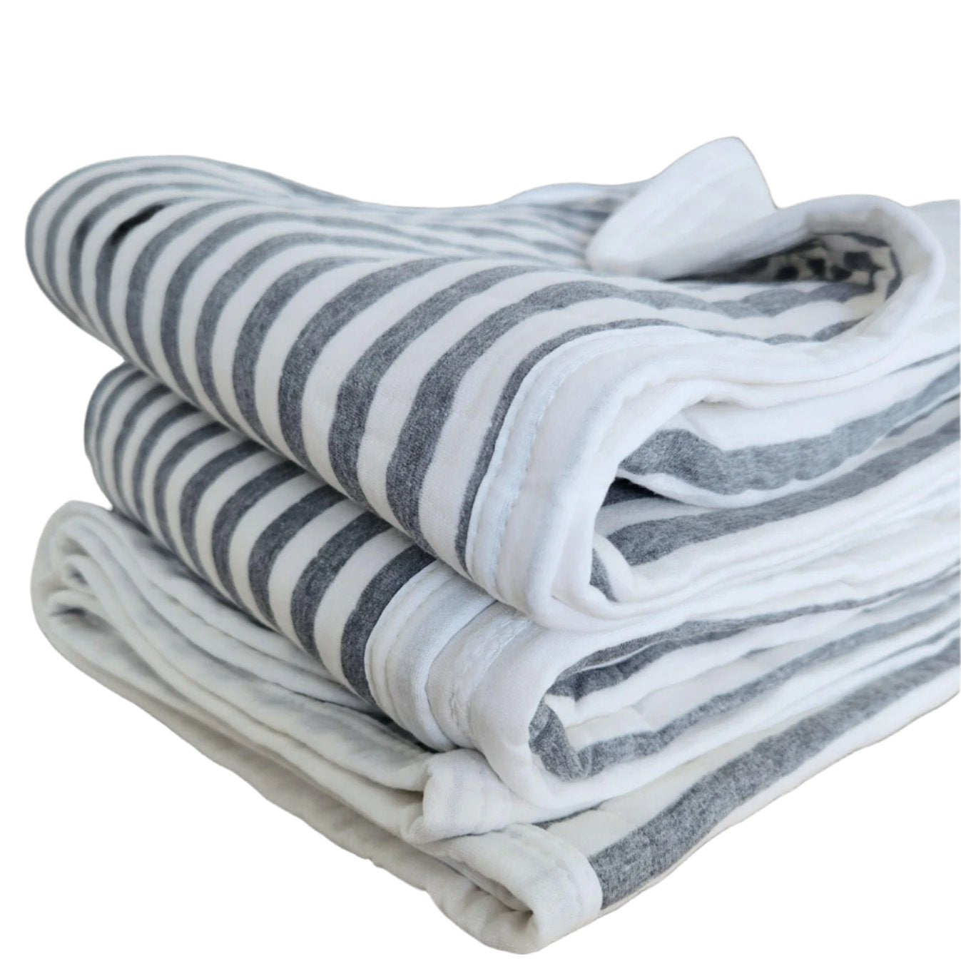 Cannes Cotton Quilted Bed Cover Massive Blanket - Grey Striped