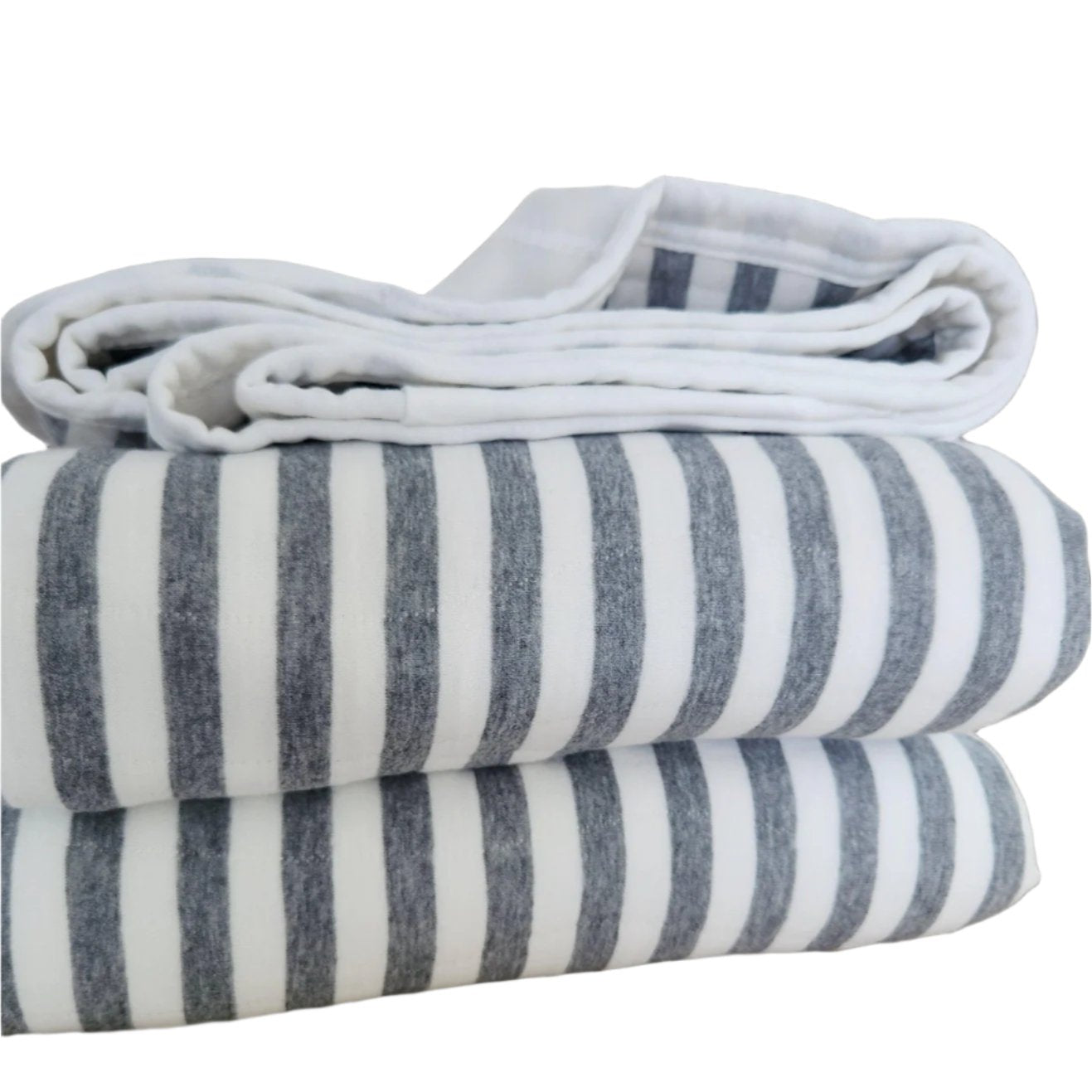Cannes Cotton Quilted Bed Cover Massive Blanket - Grey Striped