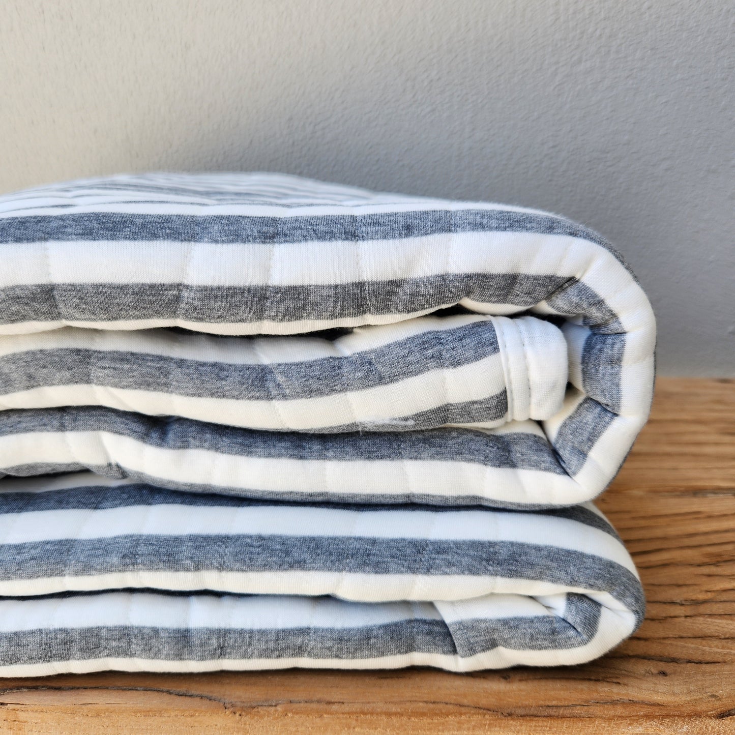 Cannes Cotton Quilted Bed Cover Massive Blanket - Grey Striped