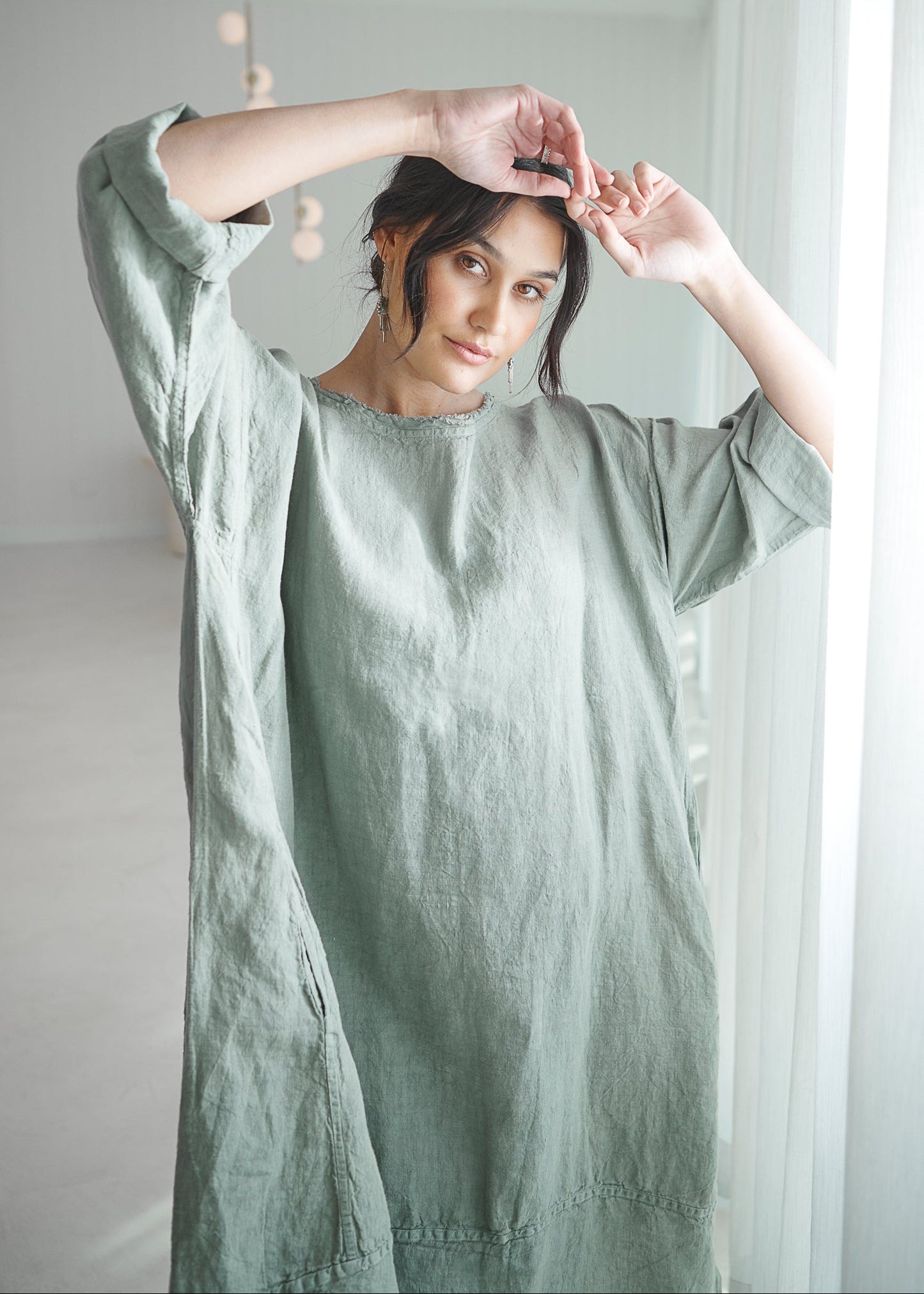 Malle Linen Dress - Pistachio