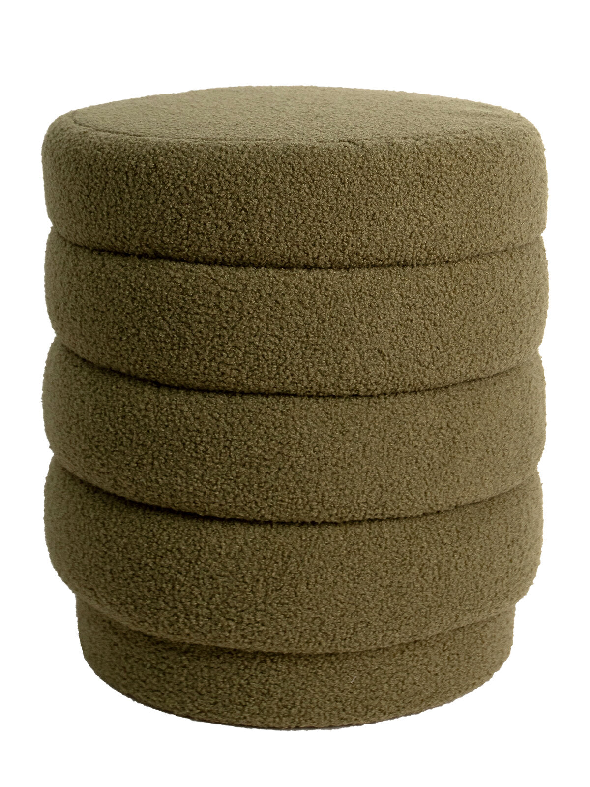 Luca Round Boucle Stool - Olive