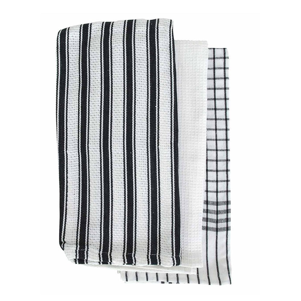 Gardenia Tea Towel Set - Black