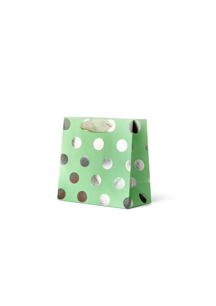 Gift Bag Small - Foiled Silver Spots on Aqua