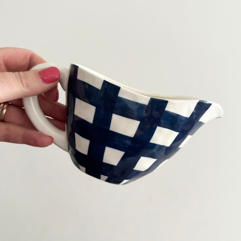 Gingham Gravy Jug - Navy