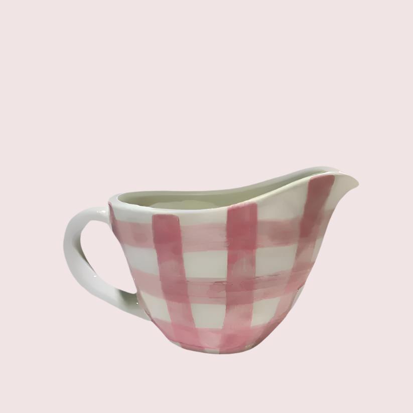 Gingham Gravy Jug - Pink