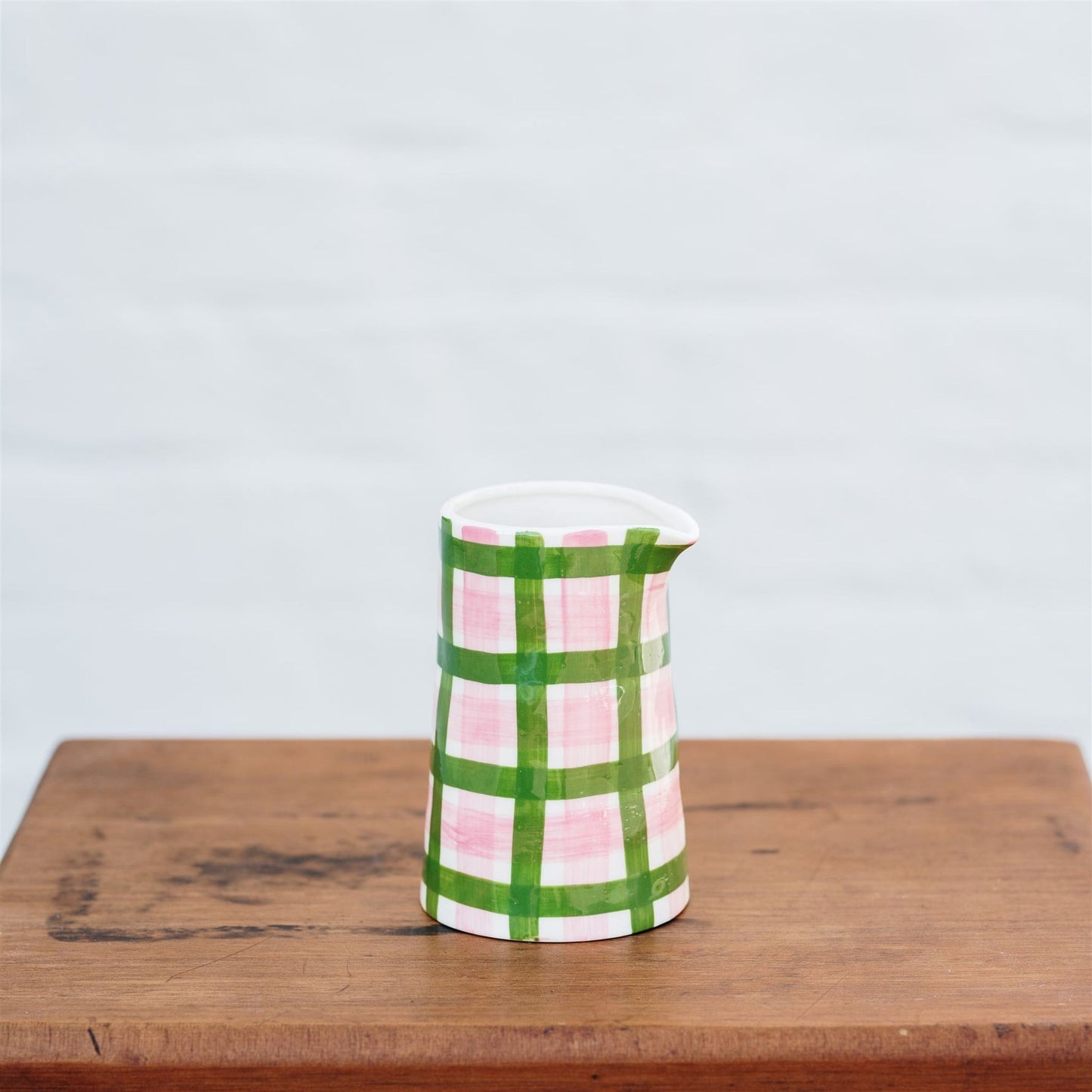 Gingham Milk Jug - Pink & Green