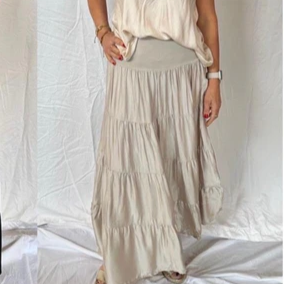 Silk Tiered Skirt - Panna