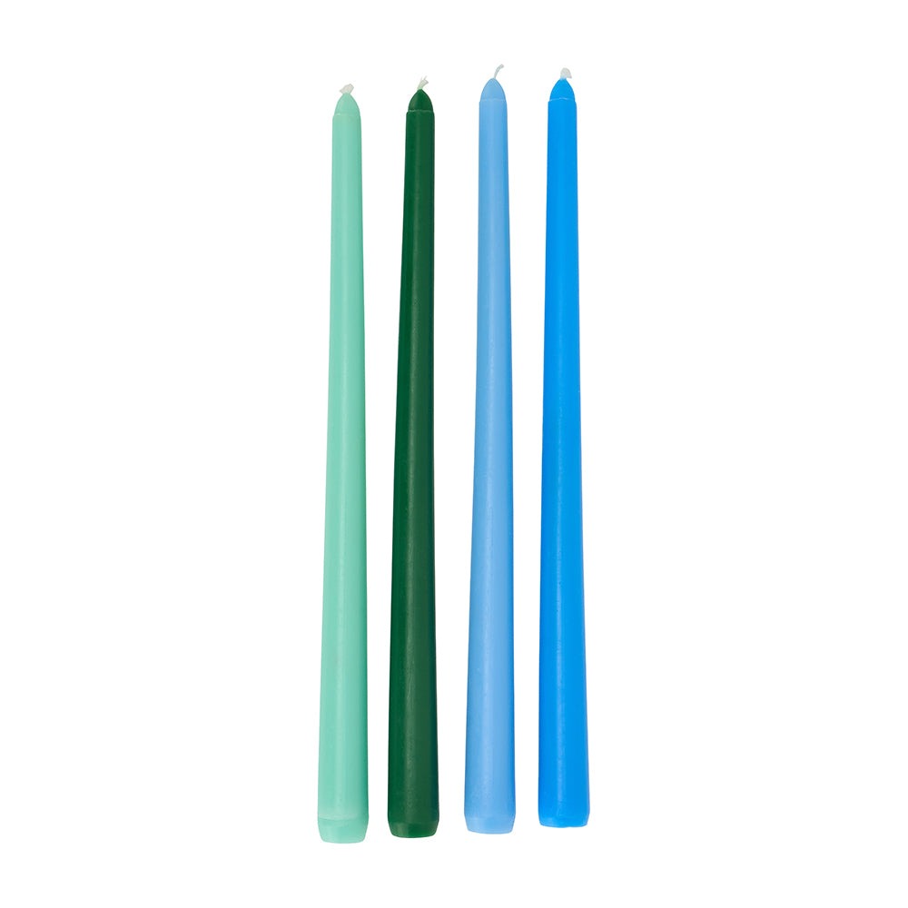 Jewel Taper Candles - Blue Tones (4 Piece)