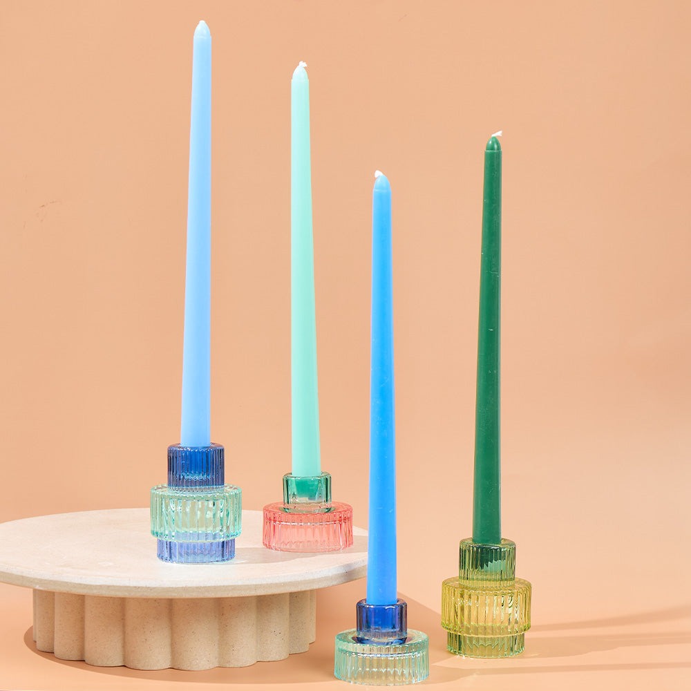 Jewel Taper Candles - Blue Tones (4 Piece)