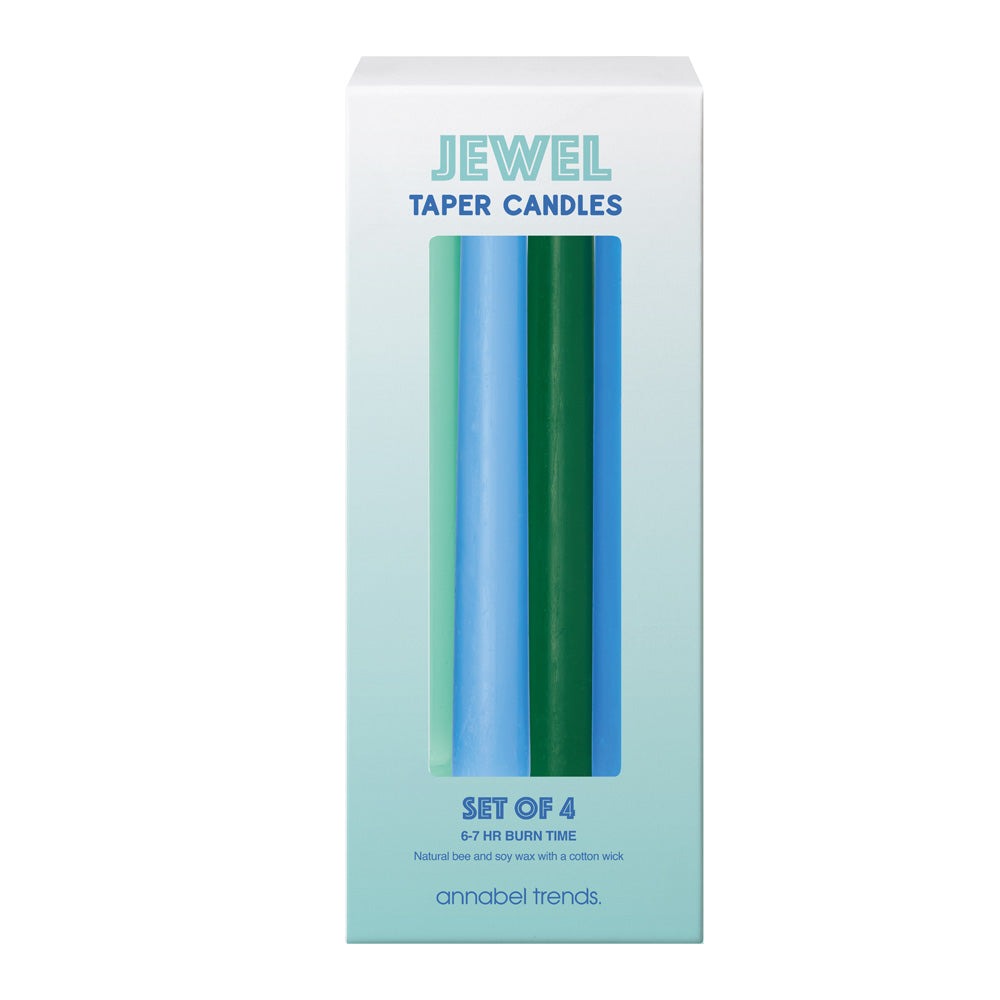Jewel Taper Candles - Blue Tones (4 Piece)