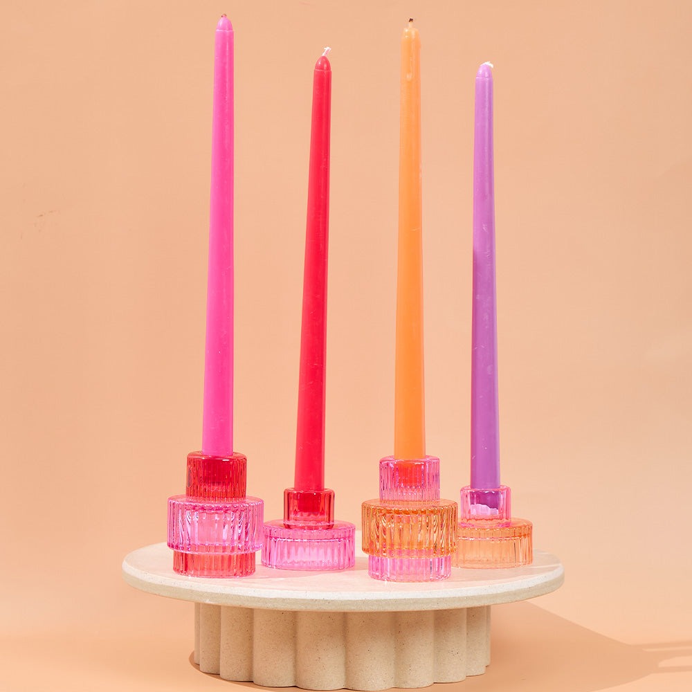 Jewel Taper Candles - Pink Tones (4 Piece)