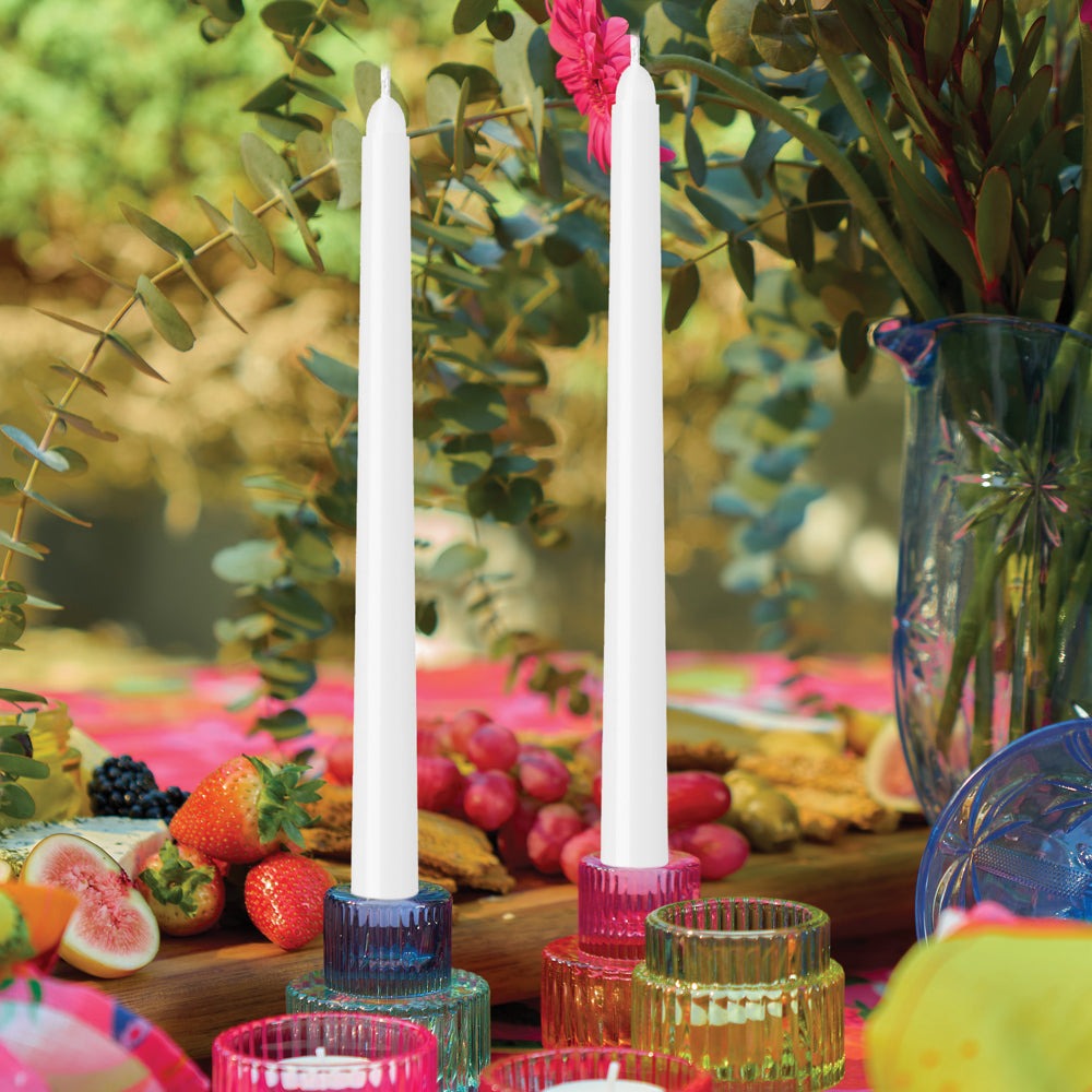 Jewel Taper Candles - White (4 Piece)
