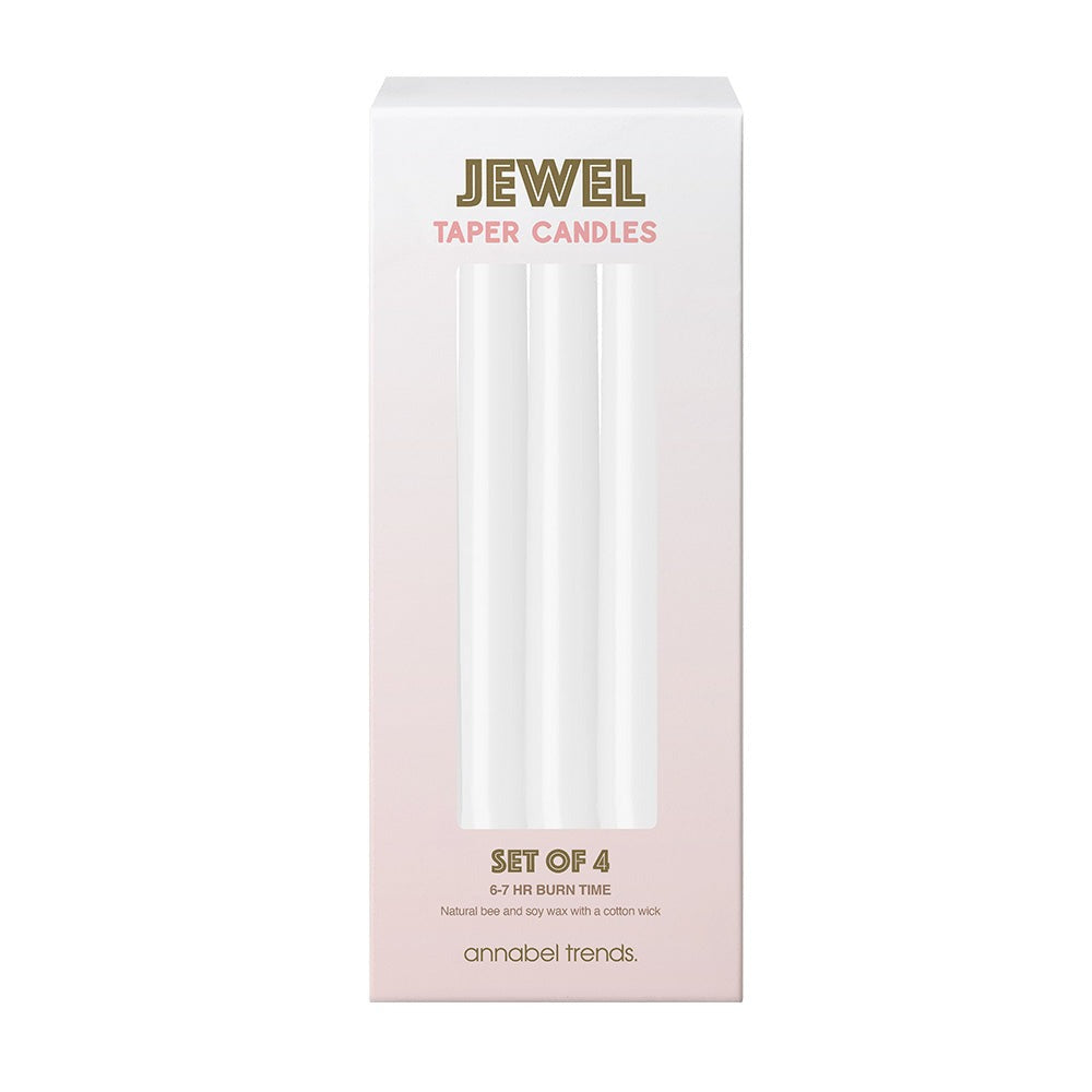 Jewel Taper Candles - White (4 Piece)