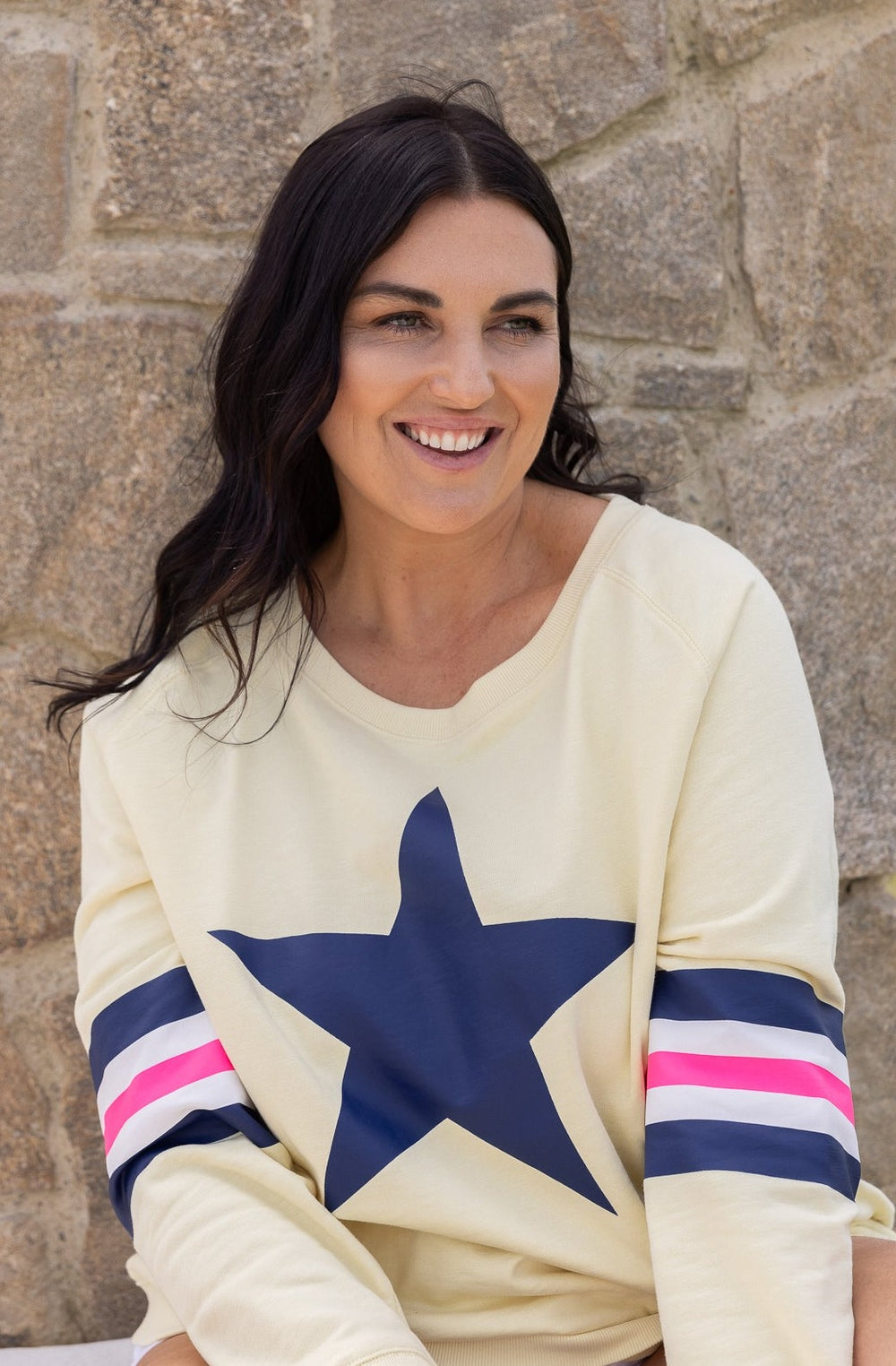 Holiday Sweater - Lemon/Navy Star