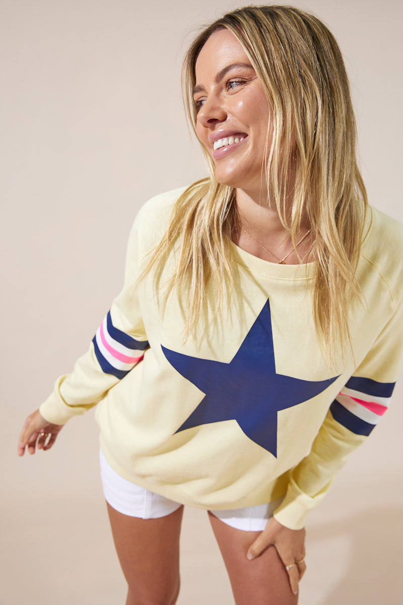 Holiday Sweater - Lemon/Navy Star