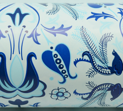 Lyrebird Gift Wrap - Navy/Pale Blue/Cobalt on White