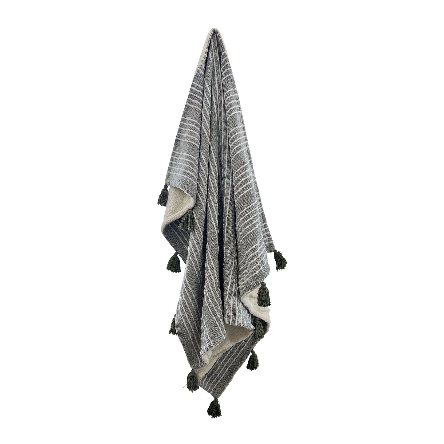 Mandy Stripe Throw - Forest Green & Ivory