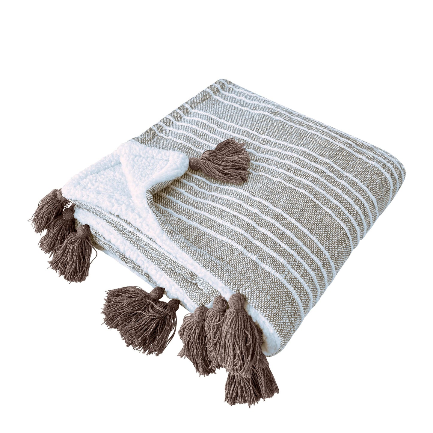 Mandy Stripe Throw - Taupe & Ivory