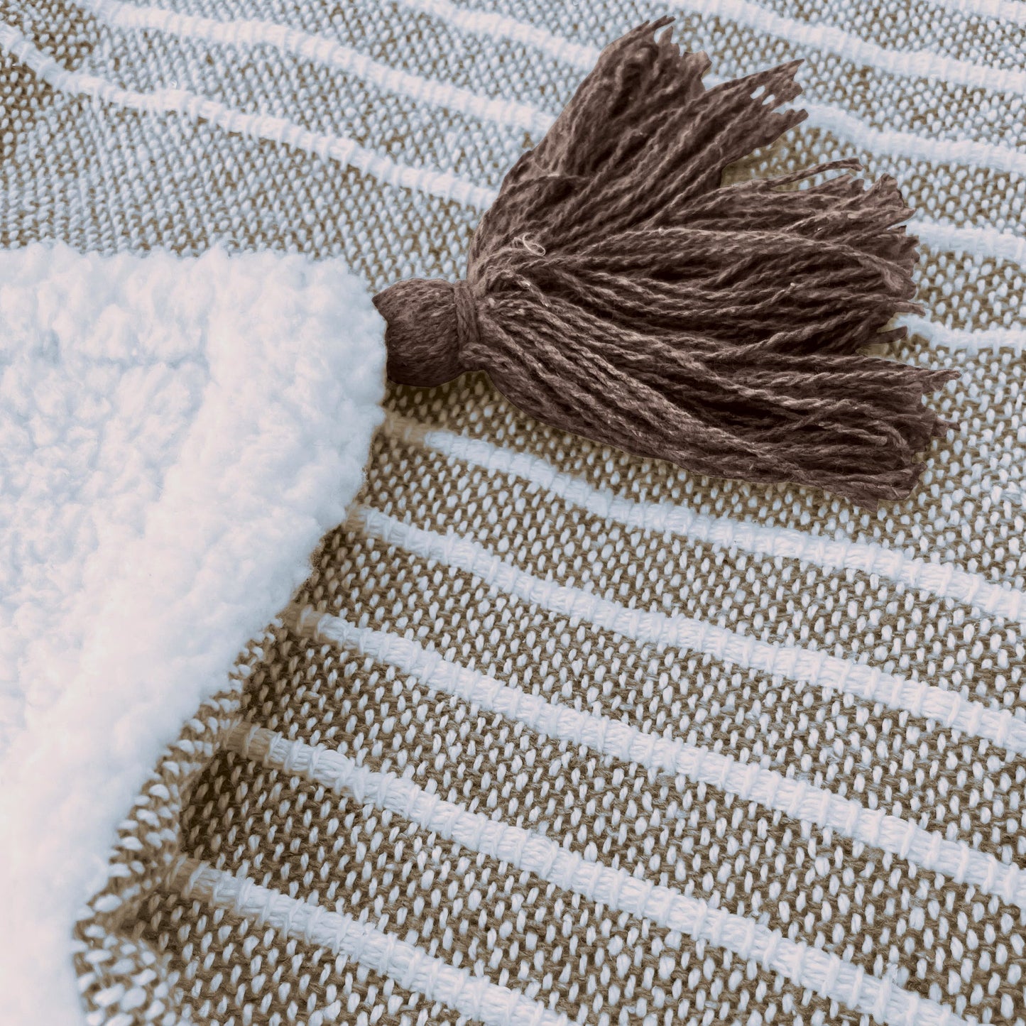 Mandy Stripe Throw - Taupe & Ivory